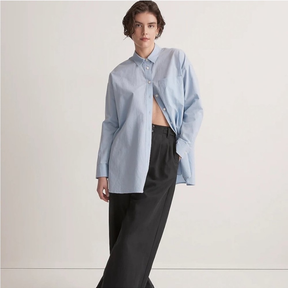 Madewell Oversized Poplin Shirt. Light Blue. Size Medium